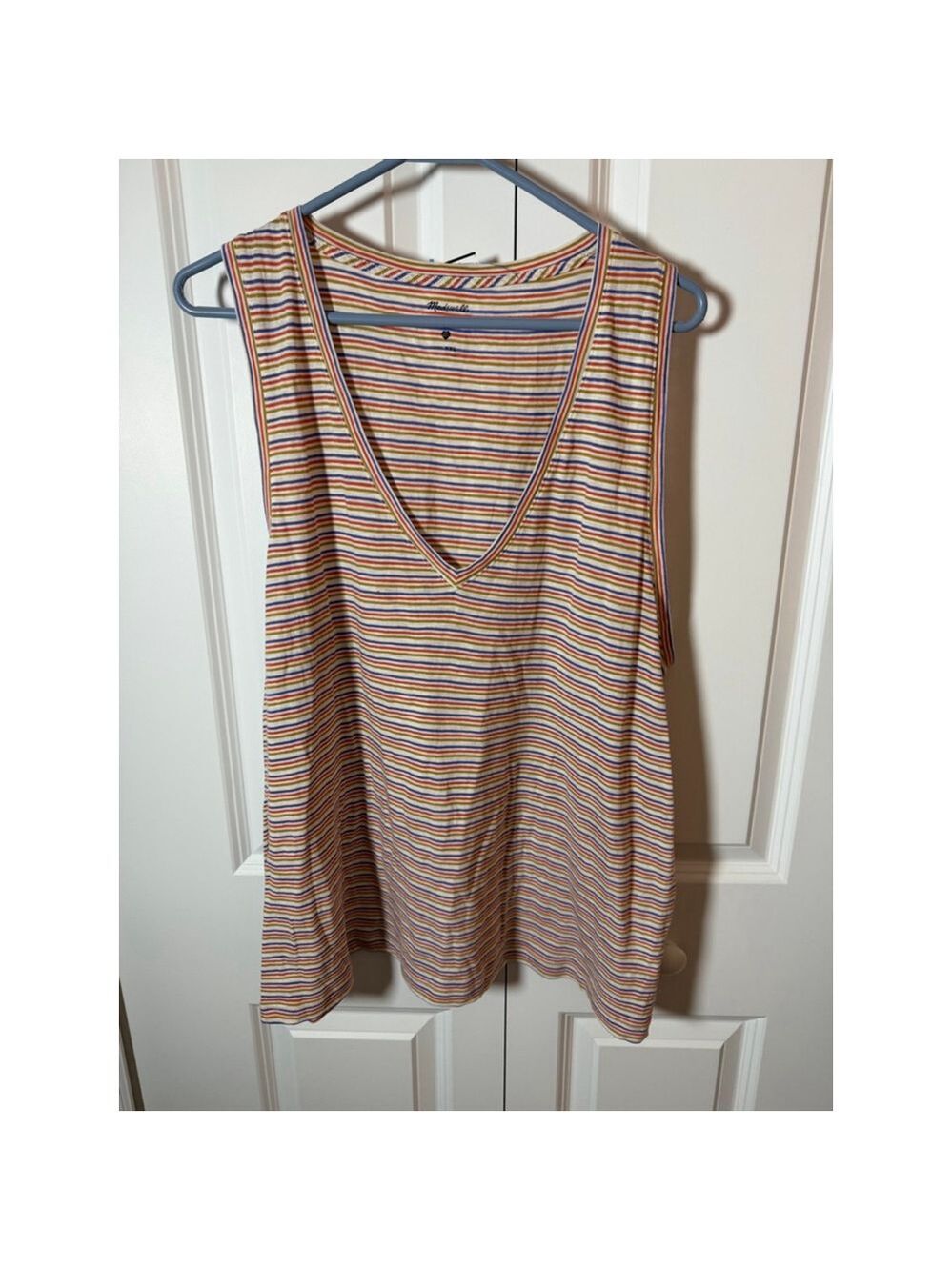 Madewell Striped Tank Top XXL White Red Blue